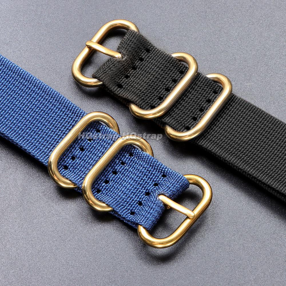 Weave Nylon Strap Gold Silver Black Ring Buckle Ribbed Watchband 18mm 20mm 22mm 24mm for Omega Military Braid Sport Men Bracelet