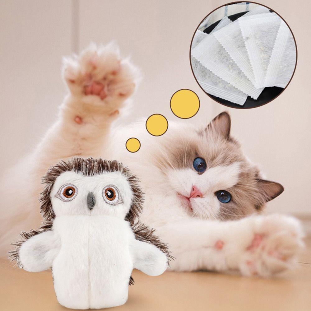 10pcs Automatic Cat Teaser Shaking Bird Pet Toy Simulated Cat Hunting Toys Snowy Owl Bird Doll