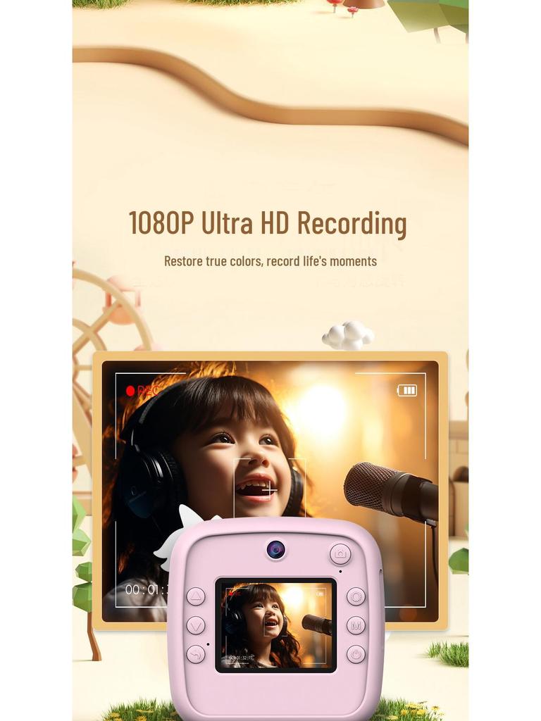 Jednorożec Aparat Polaroid z Podwójnym Obiektywem: Przenośna zabawka do drukowania zdjęć ze lustrzanki