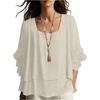 Camicetta a strati con maniche a balze da donna Design elegante con scollo quadrato Top primaverili da donna Camicie estive da donna Top estivi da donna Eleganti e casual