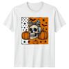 Spooky Skull With Bow Unisexs TShirt Halloween Thanksgiving Gift For Her