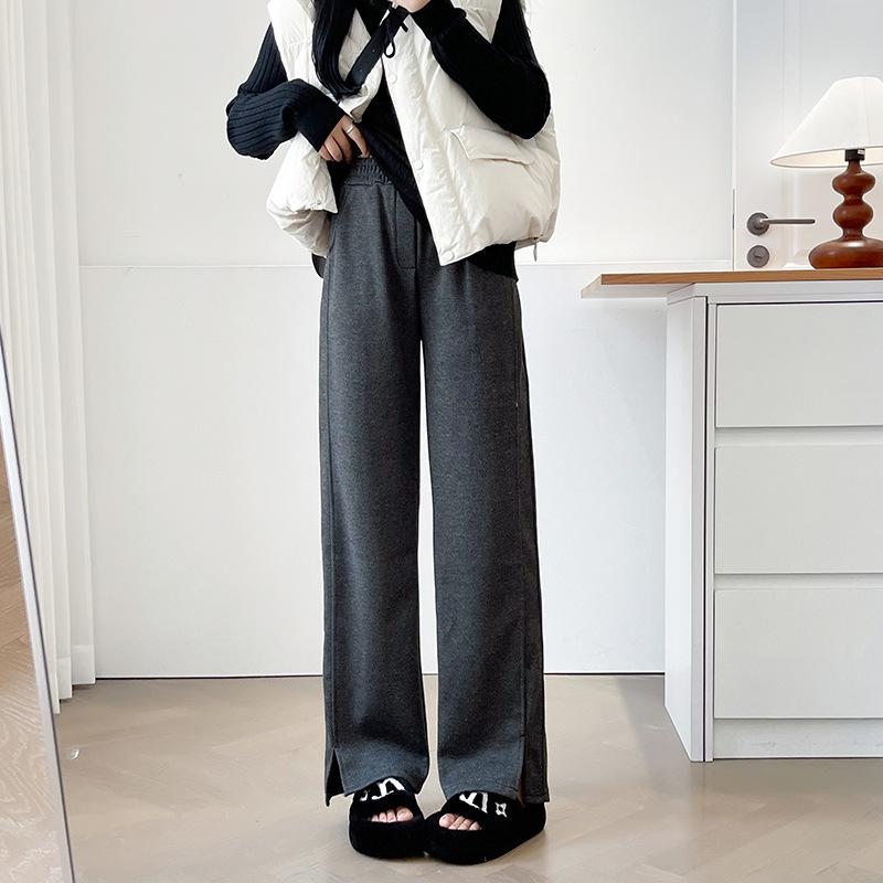 

High Waist Herringbone Wool Pants for Women - Large Size, Autumn/Winter, Straight Leg, Great Drape, Narrow/Wide Leg Options 5XL
