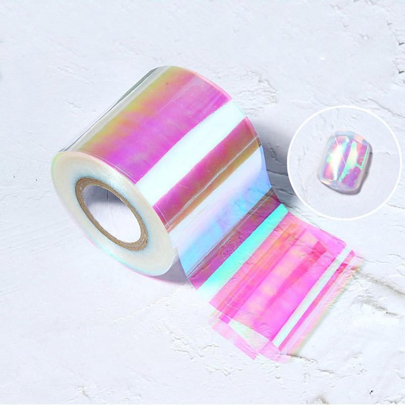 1PC 5*20cm Nail Art Aurora Ice Cube Cellophane Large Colorful Transfer Paper Laser Jewelry Candy Paper Diy5 Color Sticker