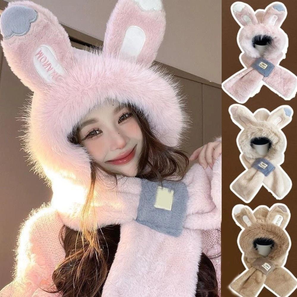 Ear Protection Winter Beanie Winter Fluffy Hat Leisure Bib Scarf Hat  Cycling