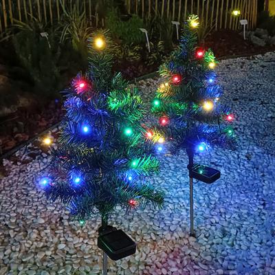 Solar Powered Christmas Tree Light Outdoor LED Stake with 4 Colors Auto