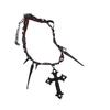 Dark Cross Bead Collarbone Chain Female Heavy Worker Spicy Girl High-end Feeling Sweet Cool Necklace Rivet Hip-hop Accessories