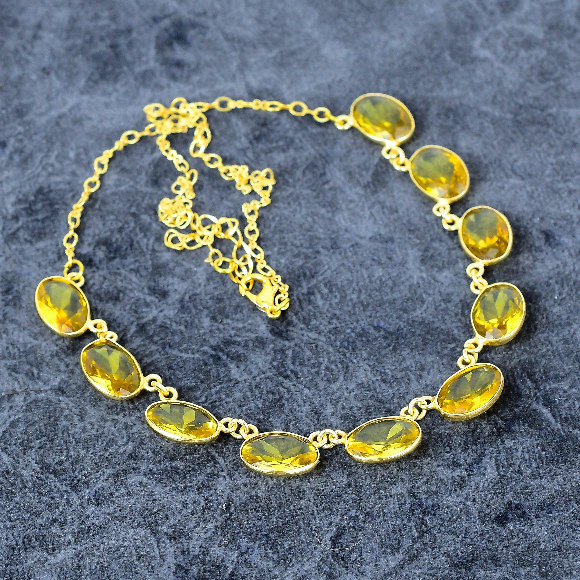 

Цитрин Самоцвіт Ручна робота 925 Срібло Стерлінгове Ювелірні Вироби Намисто 20 M-2993