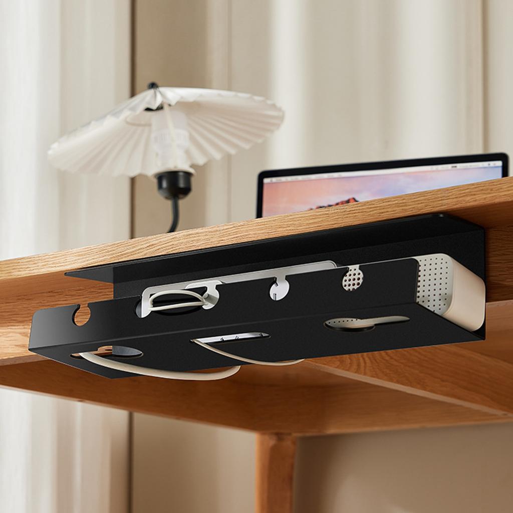 Under Desk Cable Management Tray No Drill Desk Wire Organizer for Rooms or Home and Office