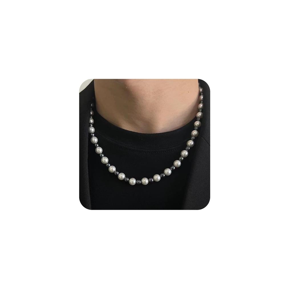 Pearl Necklace for Women and Quality Dark Gray Shell Pearl Black Gift [Mesaro] Men, Necklace, Simple, Unisex, Weddings, Funerals, Pearls, Pearls,