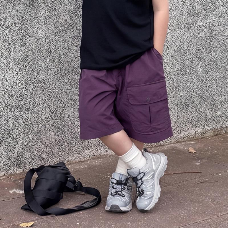 Korean Style Kids' Quick-Dry Cargo Shorts - Casual, Loose Fit for Boys