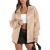 Women's Faux Leather Biker Jacket, Multi-Color Motorcycle Style Outerwear