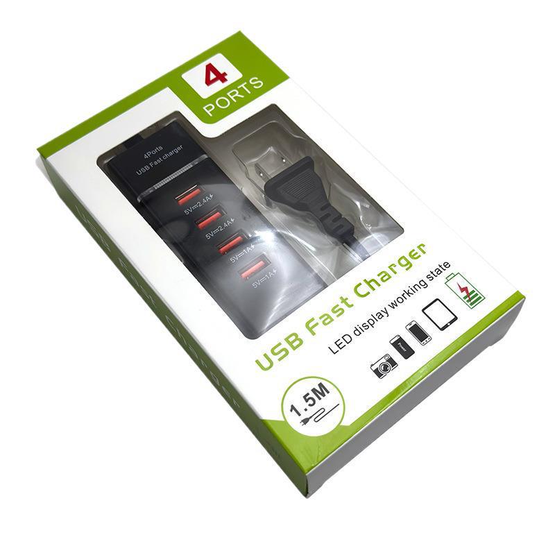 Smart 4-Port USB Charger: 5V 2.4A Power Strip for Apple & Xiaomi Devices
