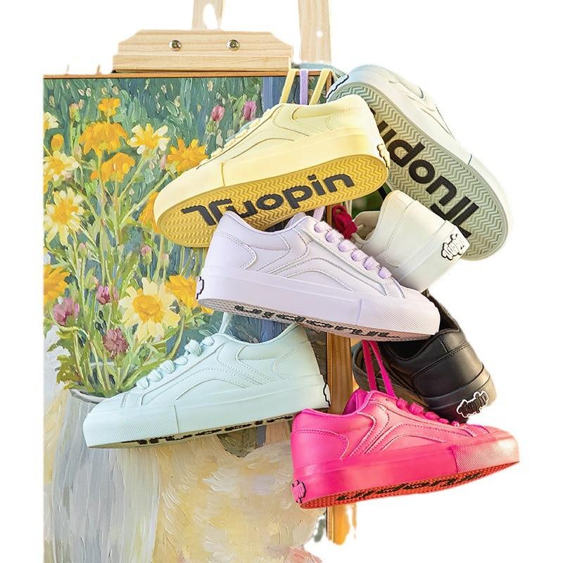 Dopamine board shoes women's 2025 autumn and winter new round head bread shoes versatile thick sole heightening solid color casual shoes