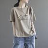 Plus Size Women's T-Shirt Spring Summer Letter Print Loose Round Neck Short Sleeve Tops