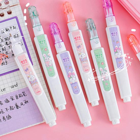 2Pcs Correction Fluid Quick-Drying White-Out Pen 12ml Large Capacity Strong Coverage Traceless Correction Pen for Students School Office Supplies