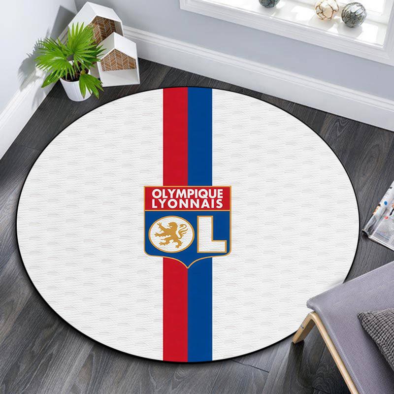 Olympique Lyonnais Round Area Rug,Carpet Rug for Living Room Bedroom Sofa Playroom Decor,Non-slip Floor Mat