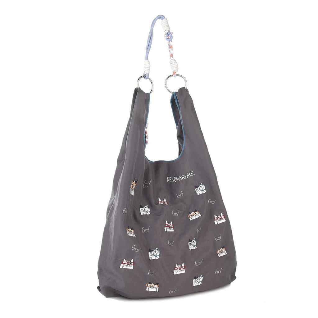 Kusguru Japan 2-Way Sub Bag, Water-Repellent Embroidered Washer, Women's, BK219-3, Dark Gray