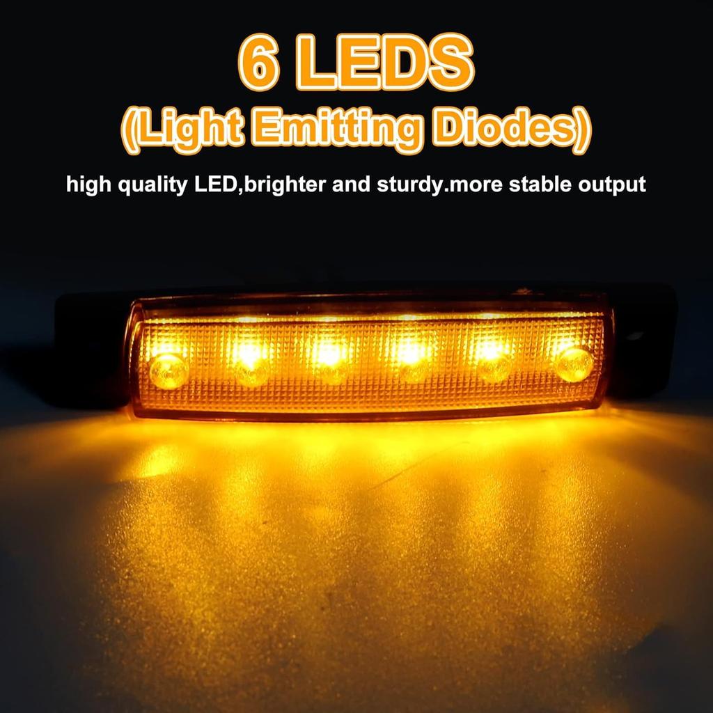 X-STYLE Side Marker LED 24V Yellow 6 Row Side Marker Lamp for Truck