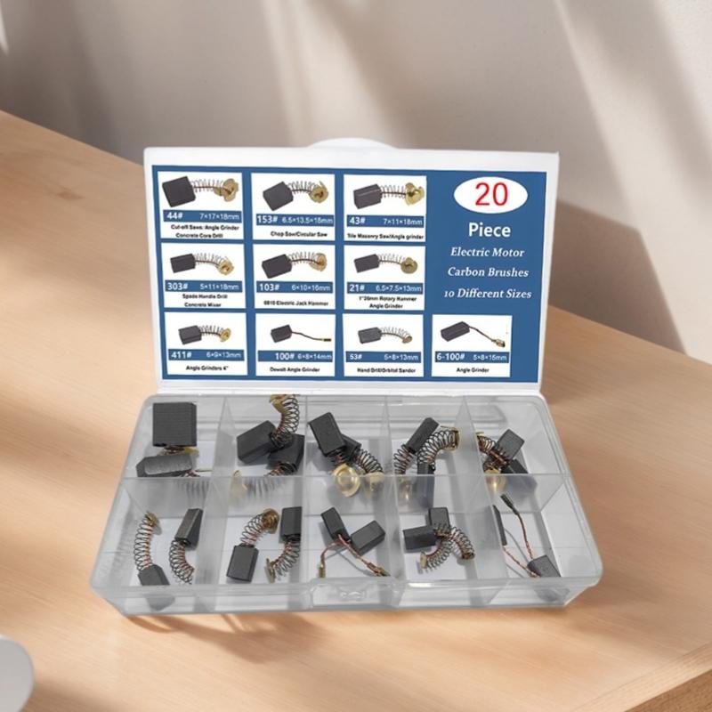 20 Stück Elektromotor Kohlebürsten Ersatzset 10 Größen Wartungsbürsten Set für Elektrowerkzeuge