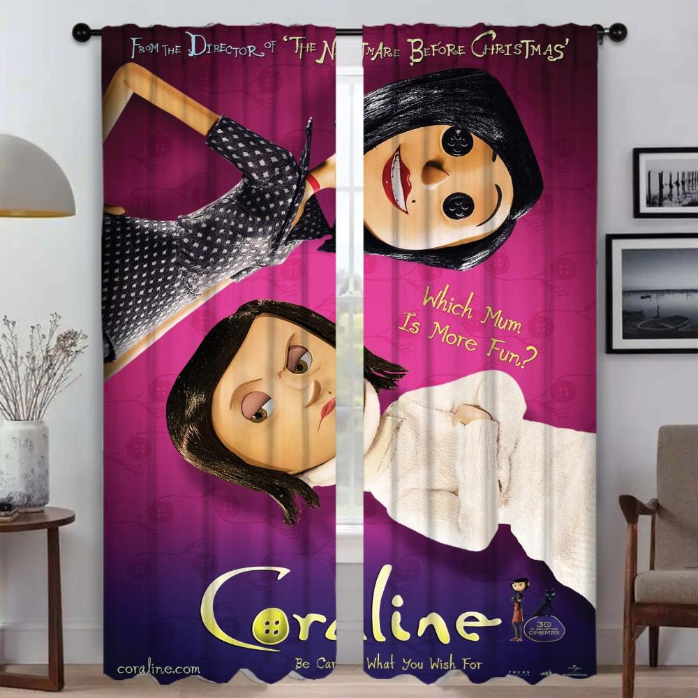 Partition Coralines Blackout Curtain for Room 2 Panel Anti-mosquito Curtains for Camera Shades Halloween Decoration Living Child