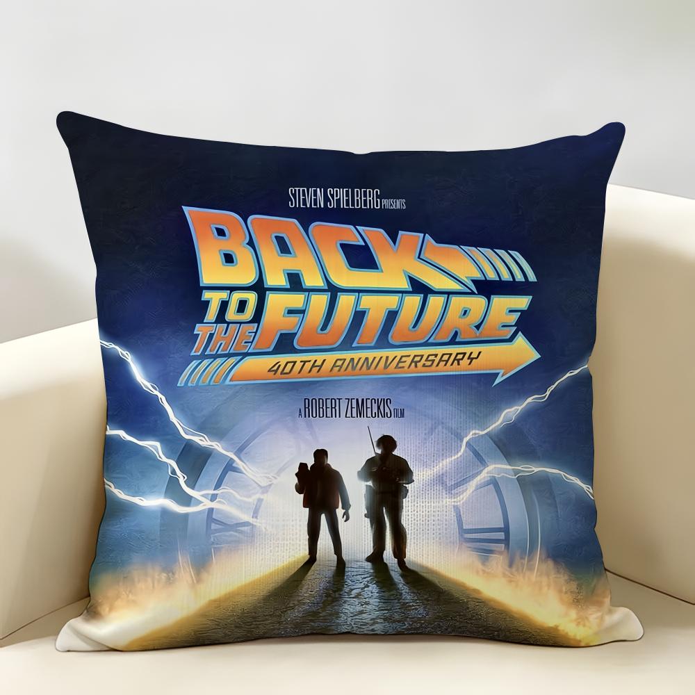 BBack To The Future Movie Cushion Cover Natural Linen Organic Fabric DoubleSided Printing Room Sofa Decor Pillow Case