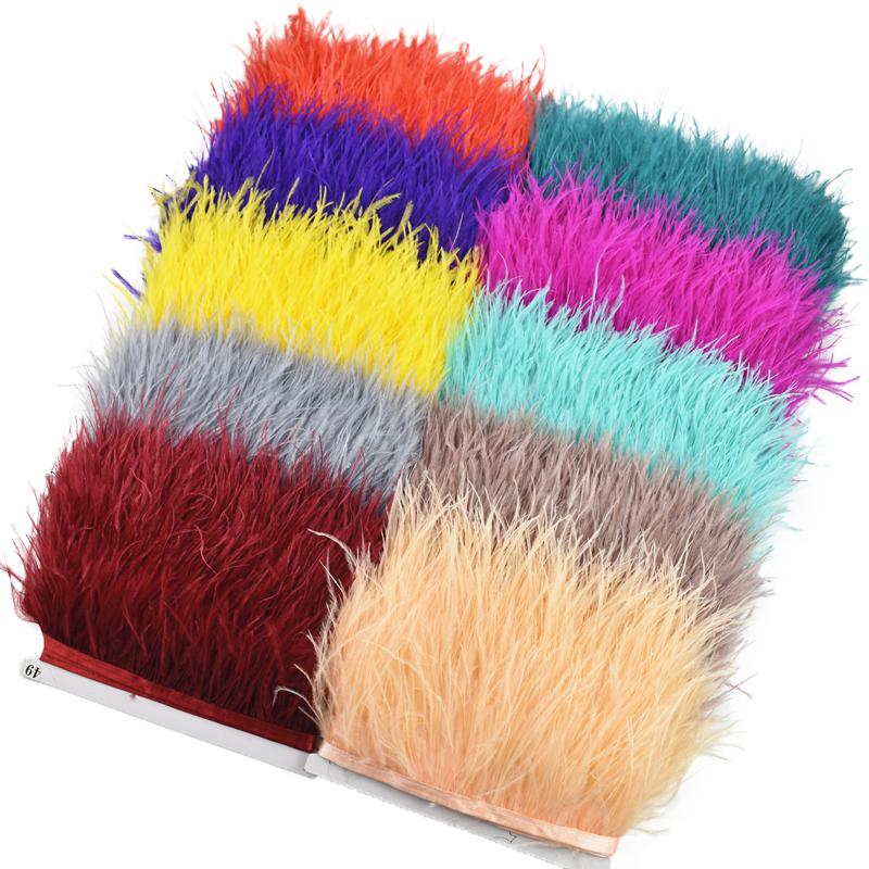 Feather1Meter Ostrich Feathers On Ribbon Fringe Trim 8-10cm DIY Skirt Sewing Trimmings Trims Feather Dress Decor for Clothes Decoration