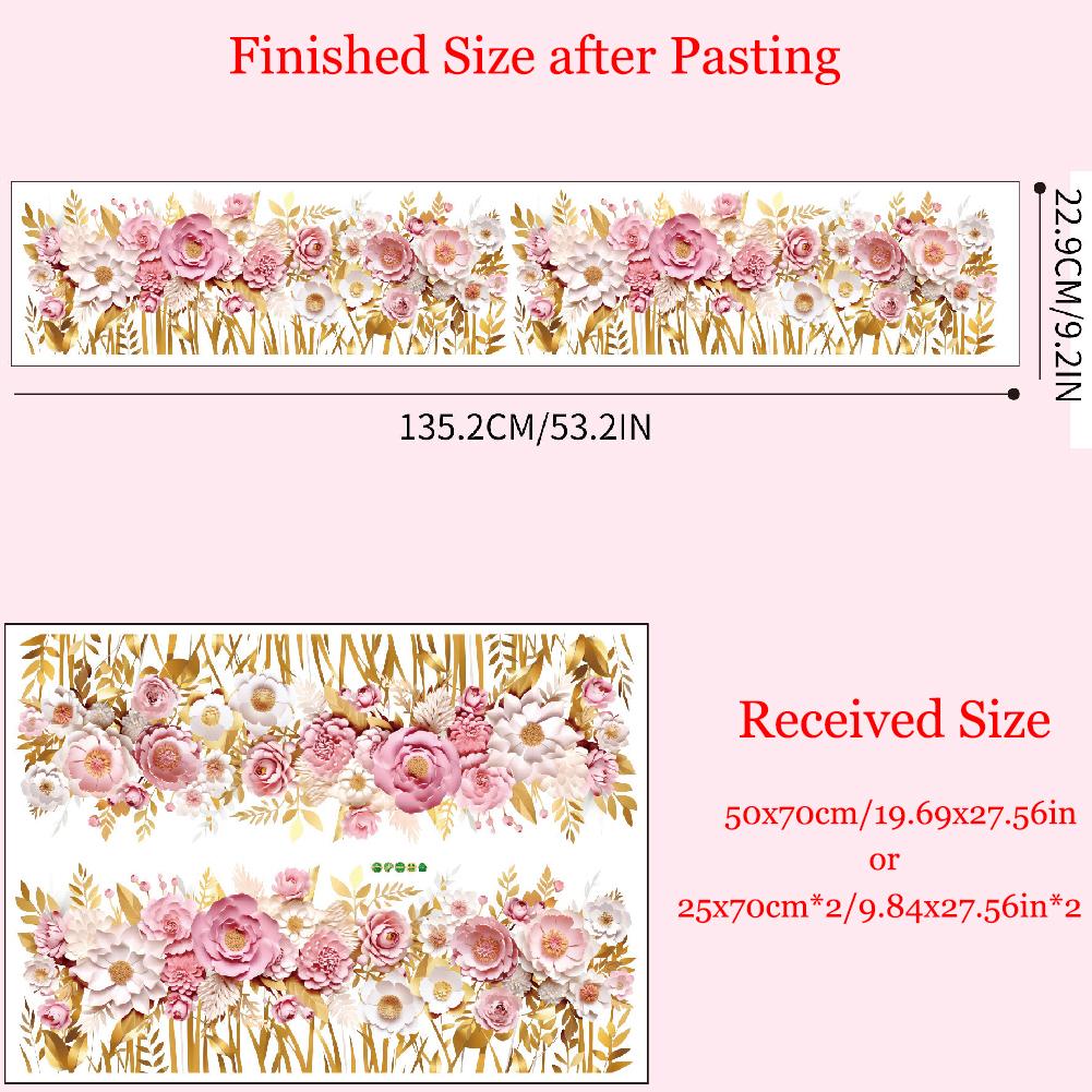 

Наклейки с изображением розовых роз, наклейки на плинтусы, декор для спальни, гостиной, съемные декоративные водонепроницаемые наклейки на стену 50x70CM or 25x70cm*2 розовый