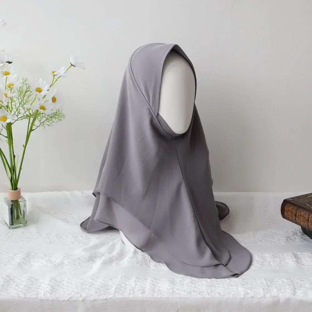 

Chiffon Hijab Jersey Hijabs for Women Turban Malay Pullover Headgear Double Layer Solid Color Headscarf Bonnet Hijab Turbante