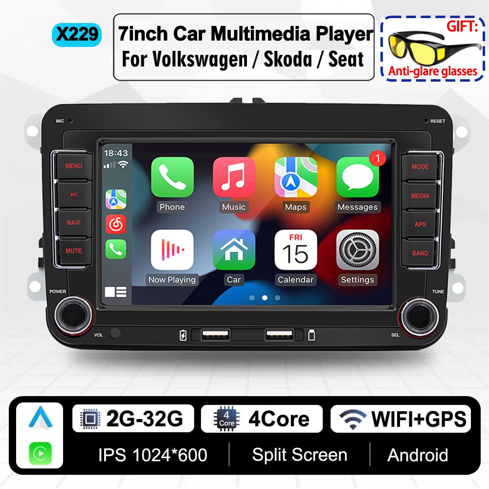 7inch Car Radio Carplay 2 Din GPS Android Multimedia Player for VW Volkswagen Golf  Passat Jetta MK5 MK6 Car Intelligent Systems