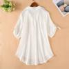 Short Sleeve Shirt Summer Women's Front Short Back Long Shirt Large Chiffon Shirt Half Open Collar Shirt