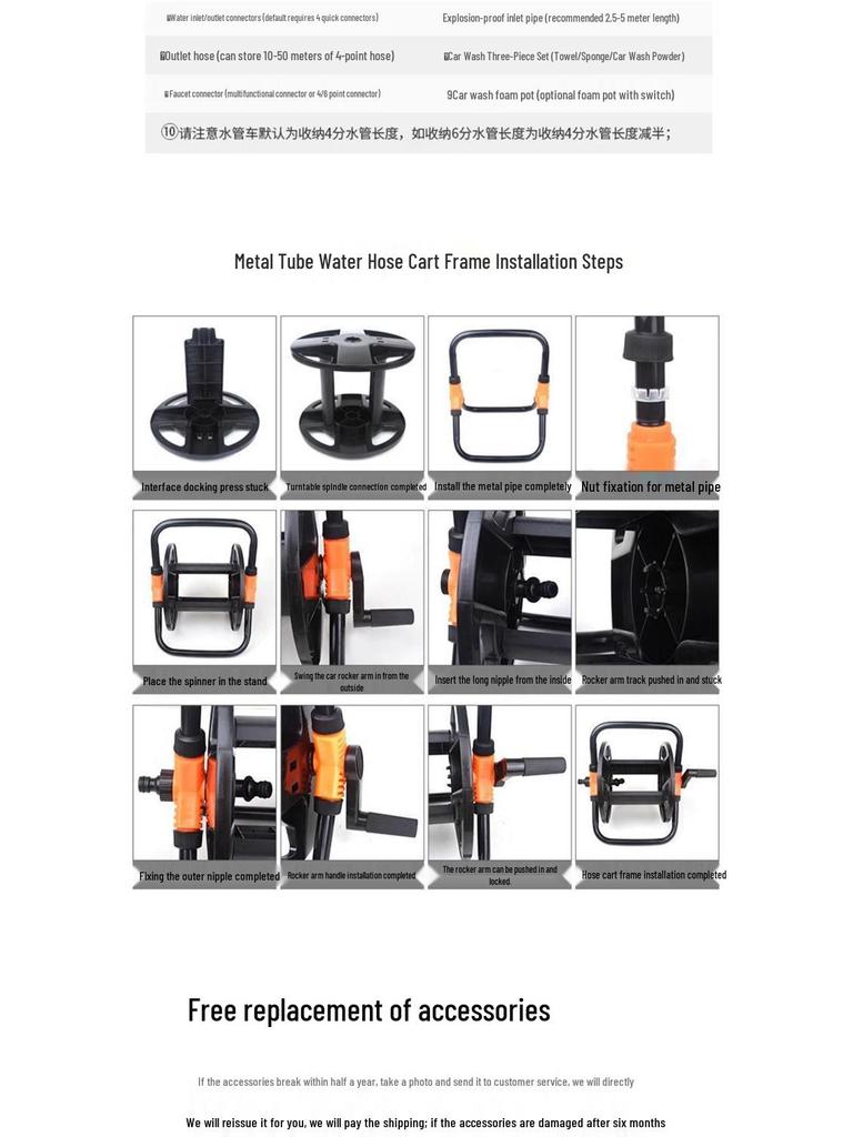 20m Bilvattenslangslindare med Vattenpistol & Förvaringsställ, Upprullningsrulle, 6/4tum, Finns även i 50m.