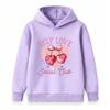 Kids Boys Girls Self Love Social Club Cherry Heart Print Pullover Hoodie Casual Long Sleeve Sweatshirt For Children