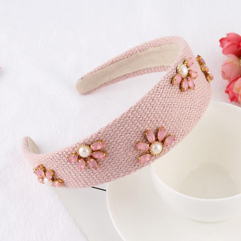 Ladies Fashion Flower Pearl Rhinestone Headband Wide Hairhoop Hair Accessories for Women Elegant Hair Jewelry Tiara Hairbands