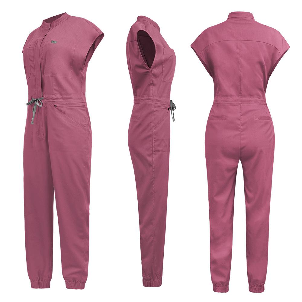Medical Frosted Stand-up Collar Flying Sleeve Zipper Operating Room Doctor, Nurse and Care Worker Overalls