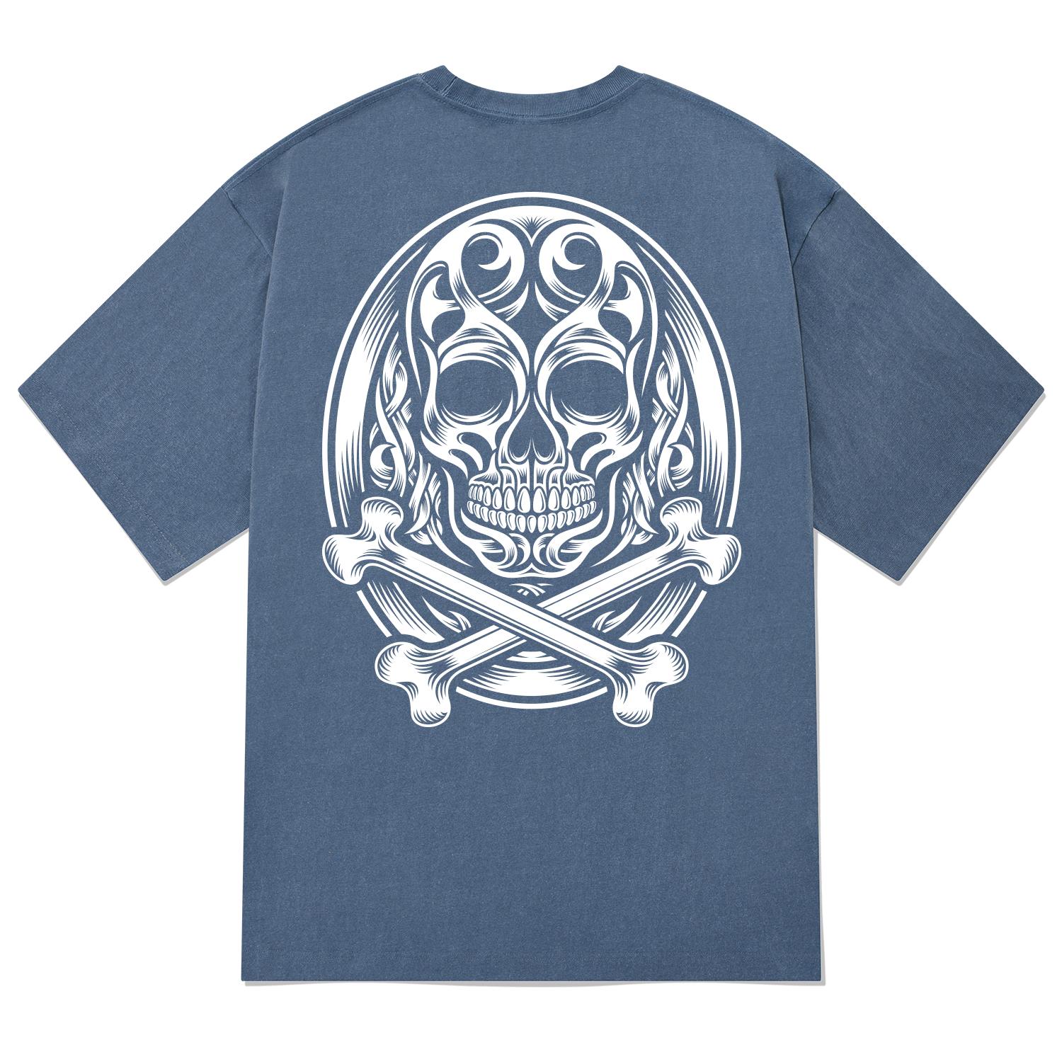 Khan 6312 Ktpn0021 Celtic Skull Pigment Short Sleeve T-Shirt - Blue Blue/L