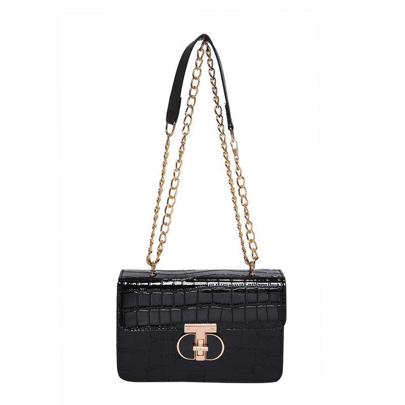 

Стильная и простая сумка с замком 2024 года, новая однотонная квадратная сумка с каменным узором, универсальная сумка через плечо в иностранном стиле чёрный