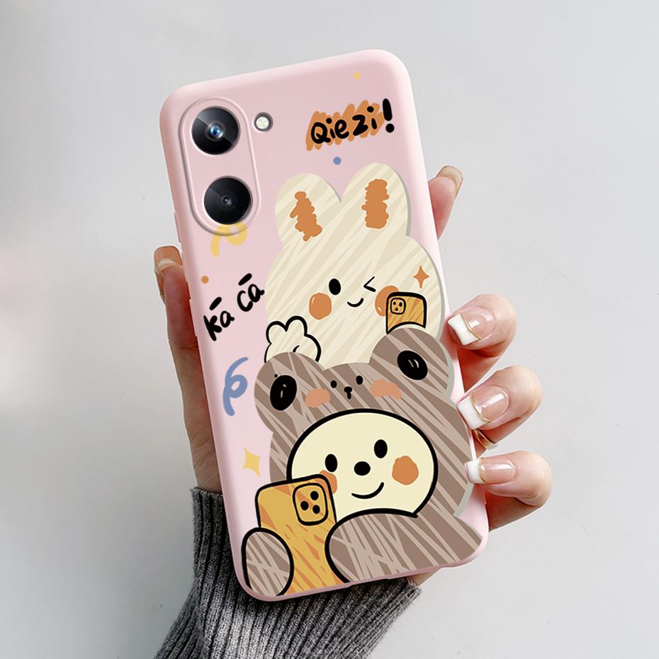 Phone Case For Oppo Realme 10 Pro+ Realme 10 Pro Plus 4G 5G Cute Panda Silicone Matte Cover For Realme10 Pro+ Realme 10Pro+ Case