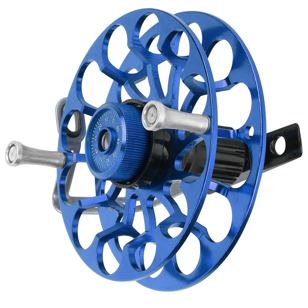 Fishing Gear Fishing Reel Portable Multifunction Allmetal Wind Wheel(Blue )