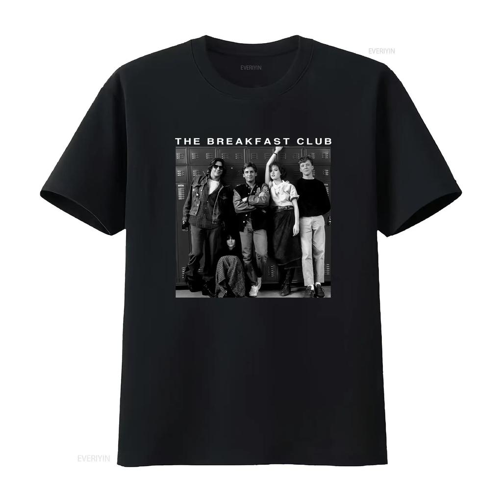 Vintage Retro 80s The Breakfast Club Classic Movie Black White Print Casual T Shirt Vintage Washed Streetwear Comfortable Soft