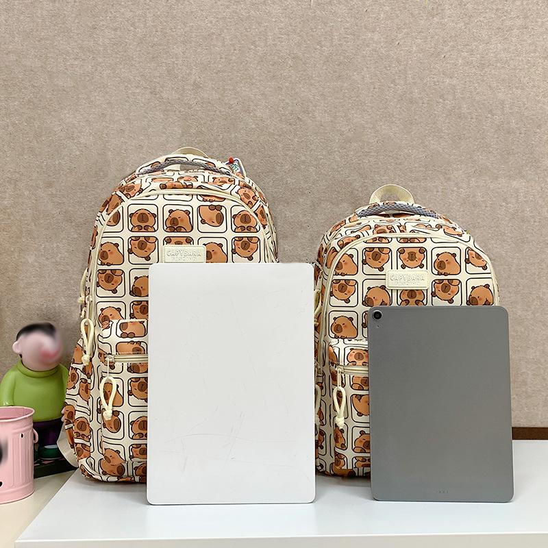 Cartoon Printed Capibala Backpack Cute Capybara Large-capacity Lightweight Burden-reduction Student Schoolbag Storage Bag