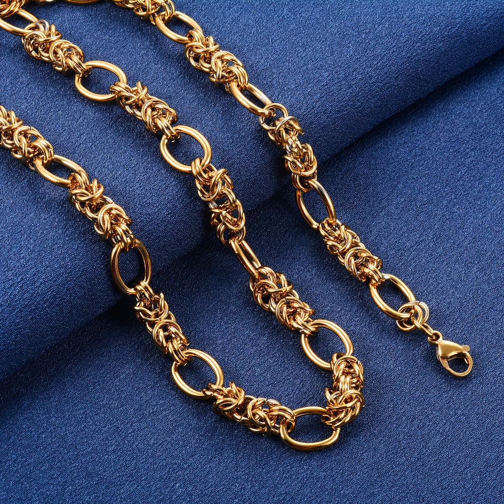 10mm Chunky Stainless Steel Link Big Oval Chain Knot Necklace for Women Men Punk Hiphop Boy Gold Color Choker Metal Jewelry