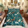 Homewish Fox Rabbit Snake Duvet Cover SetJungle Animal For Teens Bedding SetFlower Mushroom Decor