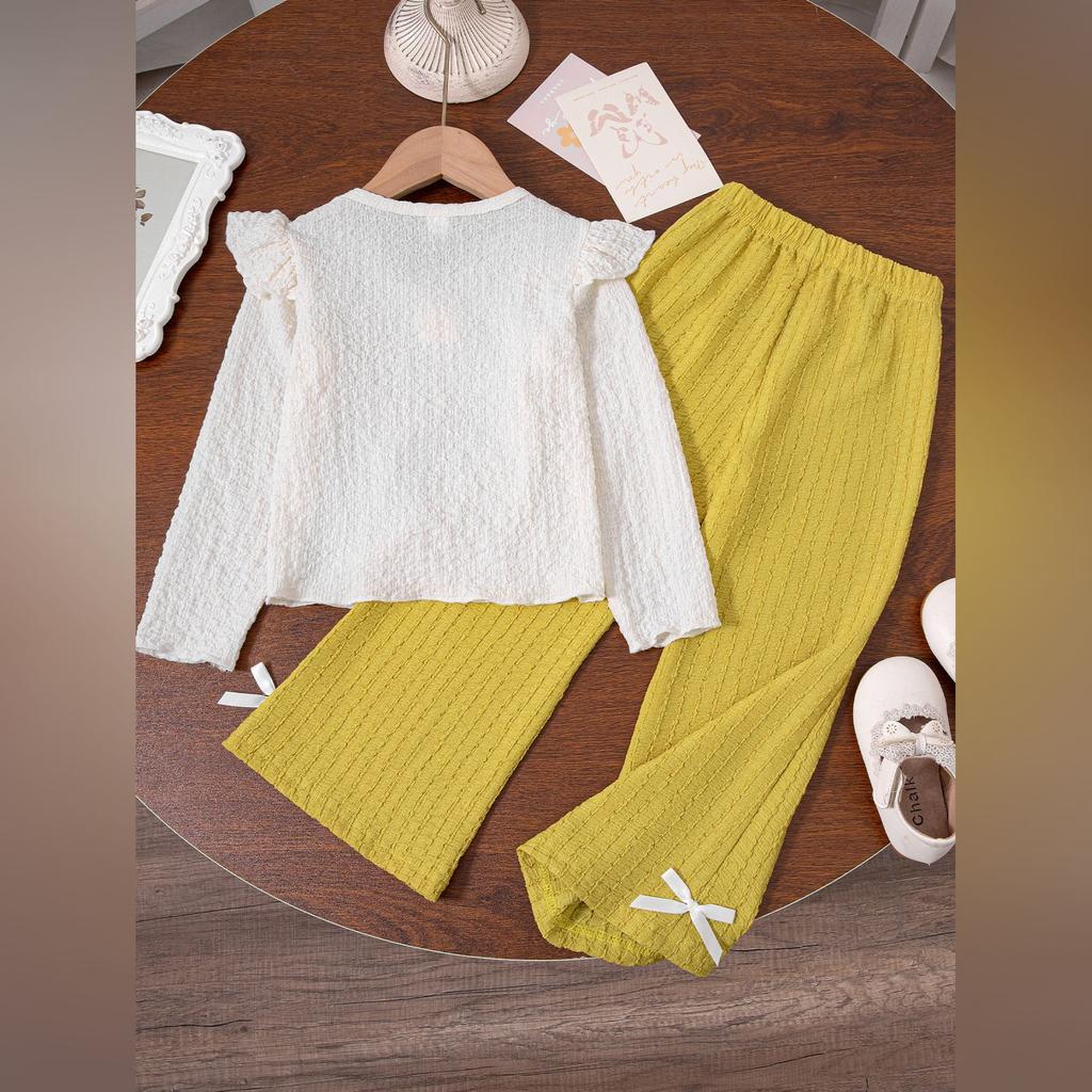 Kids Cartoon Casual Fashion Outfit Set Long Sleeve Top & Pants