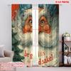 2pcs,2D Plane Printing Creative Curtains Santa & Tree Versatile Polyester Fabric (without Rod) Decorations Inside Ldeal for