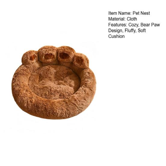 Dogs Fuzzy Nest Bed Cute Bear Paw Design Cat Sofa Bed Soft Fluffy Cushion Plush Cozy Pet Sleeping Bed for Small Medium Large Dogs And Cats
