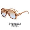 2026 Trendy Vintage Sunglasses Men's And Women's Luxury Brand Personalized Gradient Tea Blue Shades Oversized Pilot Sun Glasses