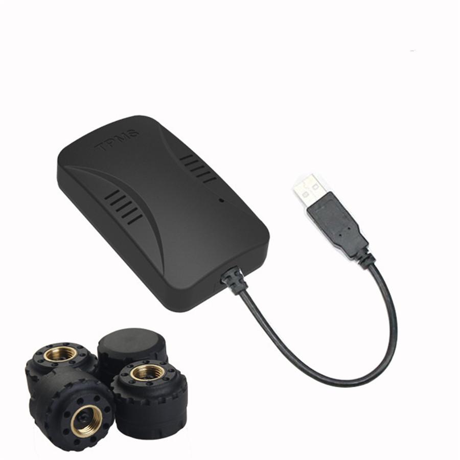 Car Tire Pressure Alarm System 4 Sensors TPMS For ANdroid DVD Player USB Kits