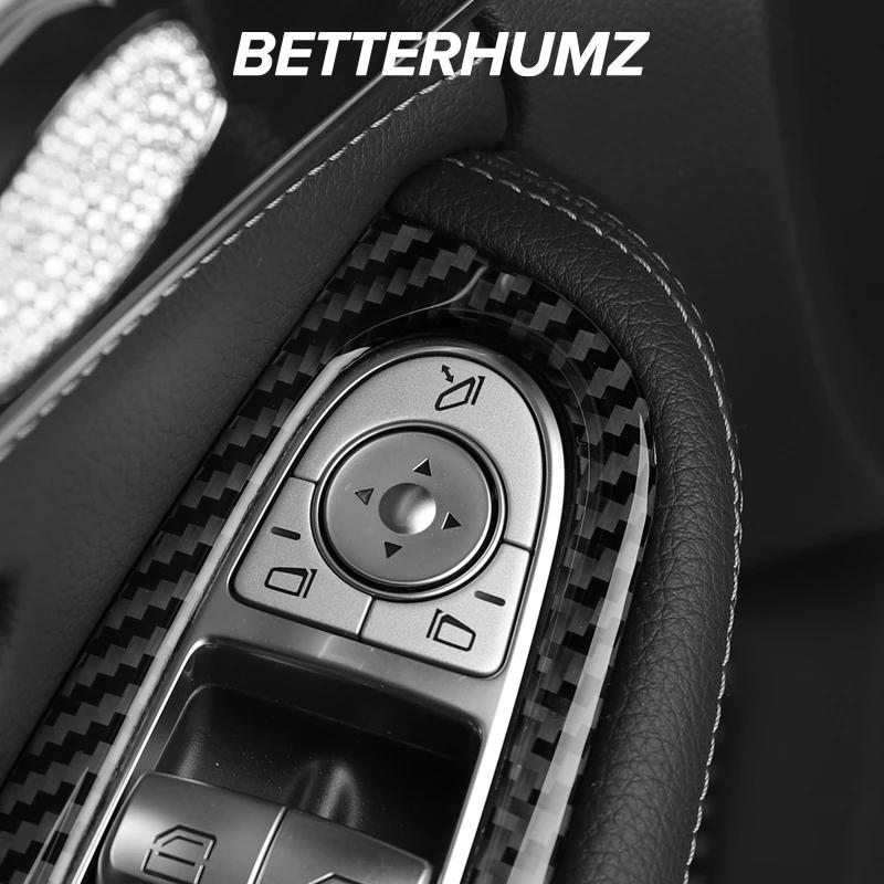 Carbon Fiber For Mercedes Benz W205 C Class GLC X253 Car Window Control Panel Trim Button Frame Stickers Interior