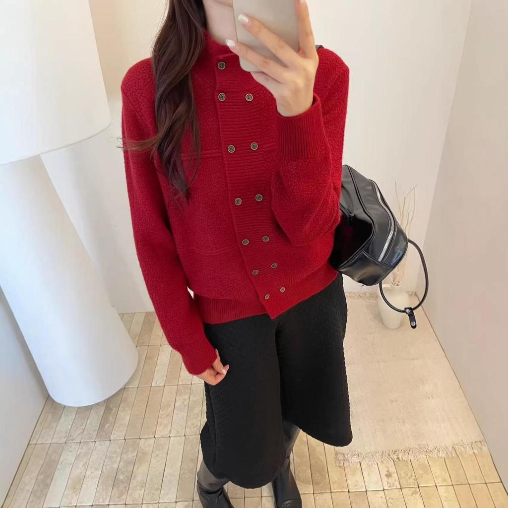 Women's Winter Japanese Style Loose Double-Breasted Knit Cardigan