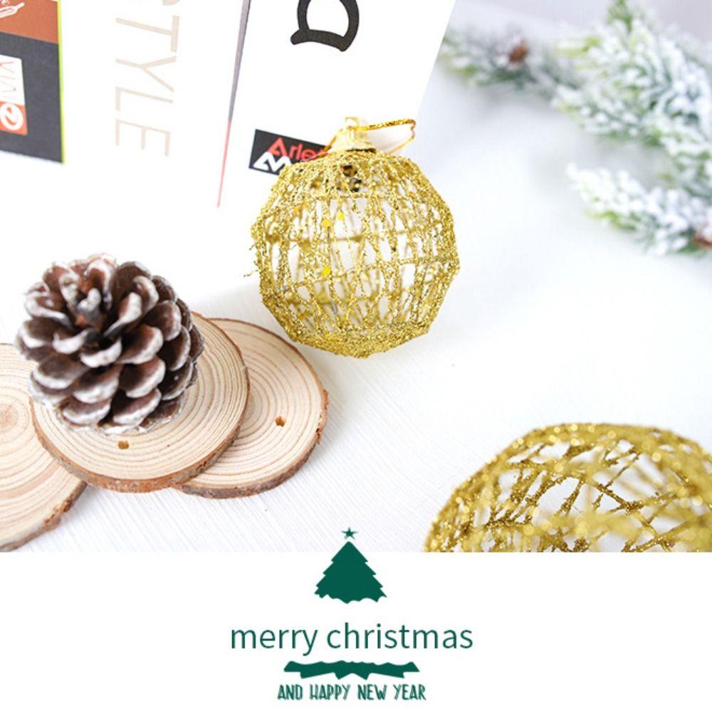 3/6pcs Delicate Christmas Iron Wire Ball Gold Christmas Tree Decoration Pendant Hollow Ball  Office